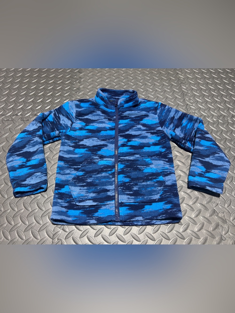 Eddie Bauer Kids Blue Camouflage Fleece Zip Jacket